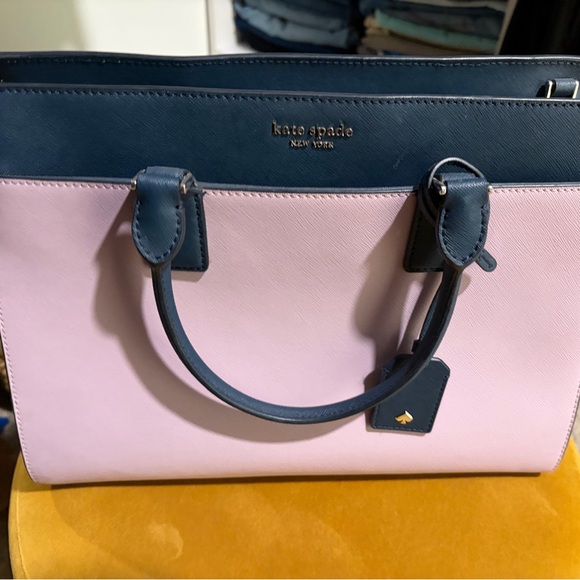 kate spade Handbags - kate spade Pink and Navy Leather Satchel